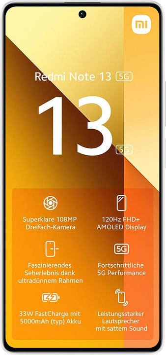 Actual product image Xiaomi Redmi Note 13 5G (128 GB, Arctic White, 6.67", Hybrid Dual SIM, 100 Mpx, 5G)