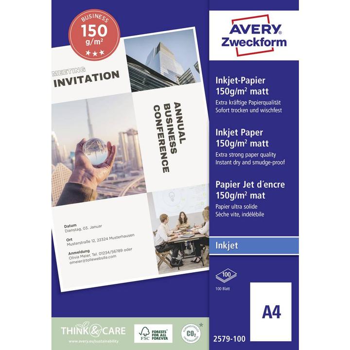 Immagine prodotto Avery Carta a getto d'inchiostro di qualità superiore (A4, 100 lamelle, 150 g/m²)