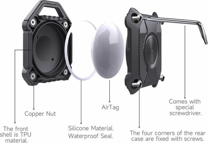 Productafbeelding Screenguard Apple Airtag Rugged Waterdichte Hoes met hanger