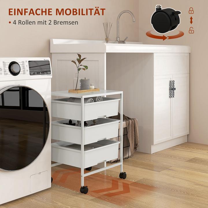 Image du produit Homcom Rollwagen Stahl, Kunststoff Weiss