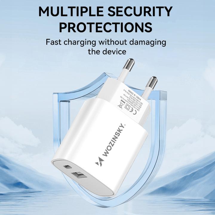 Actual product image Wozinsky WGWCW USB-A USB-C 20W wall charger - white (20 W)