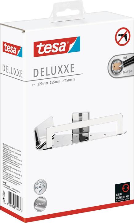 Produktbild tesa DELUXXE Eckduschkorb inkl. Klebelösung ohne Bohren (15 x 22 x 5.5 cm)