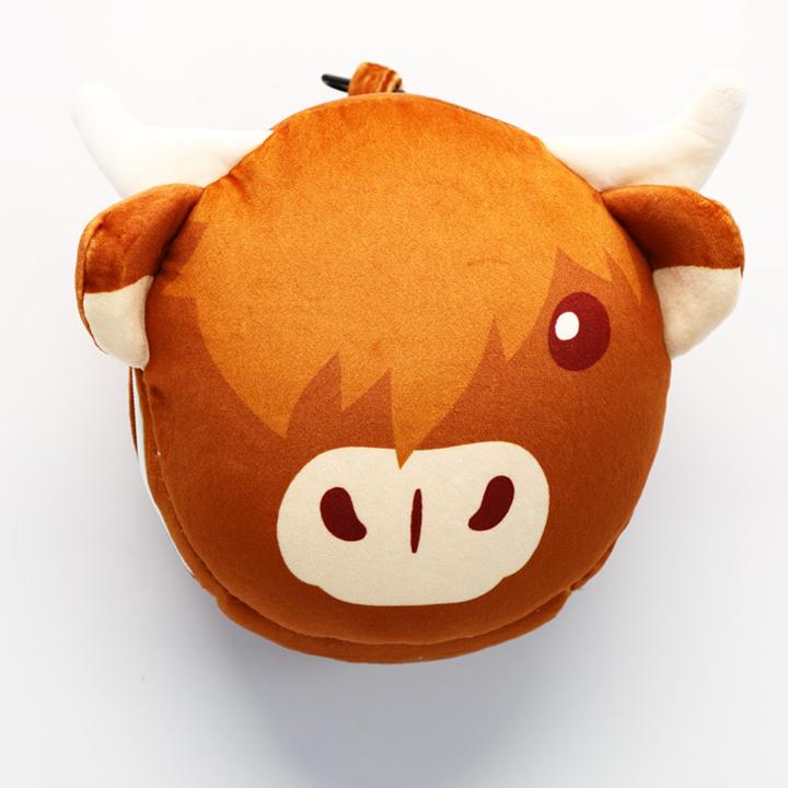 Immagine prodotto Puckator Relaxeazzz Cuscino da viaggio in peluche Highland Coo Cow con maschera per gli occhi