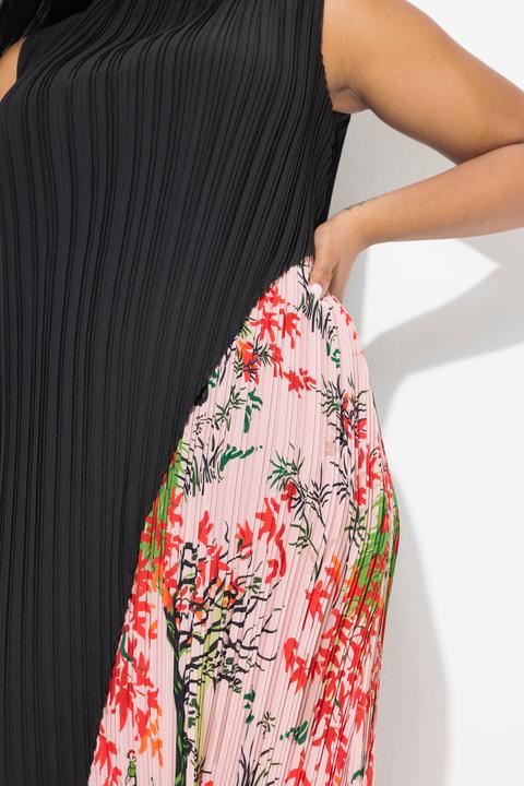 Image du produit Ulla Popken Robe midi plissée, sans manches, effet de superposition et décolleté rond (58)