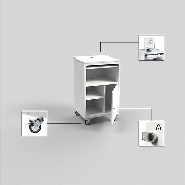Actual product image eurokraft basic PC desk, mobile, HxWxD 1170 x 690 x 590 mm, light grey RAL 7035. (69 cm, 117 cm)