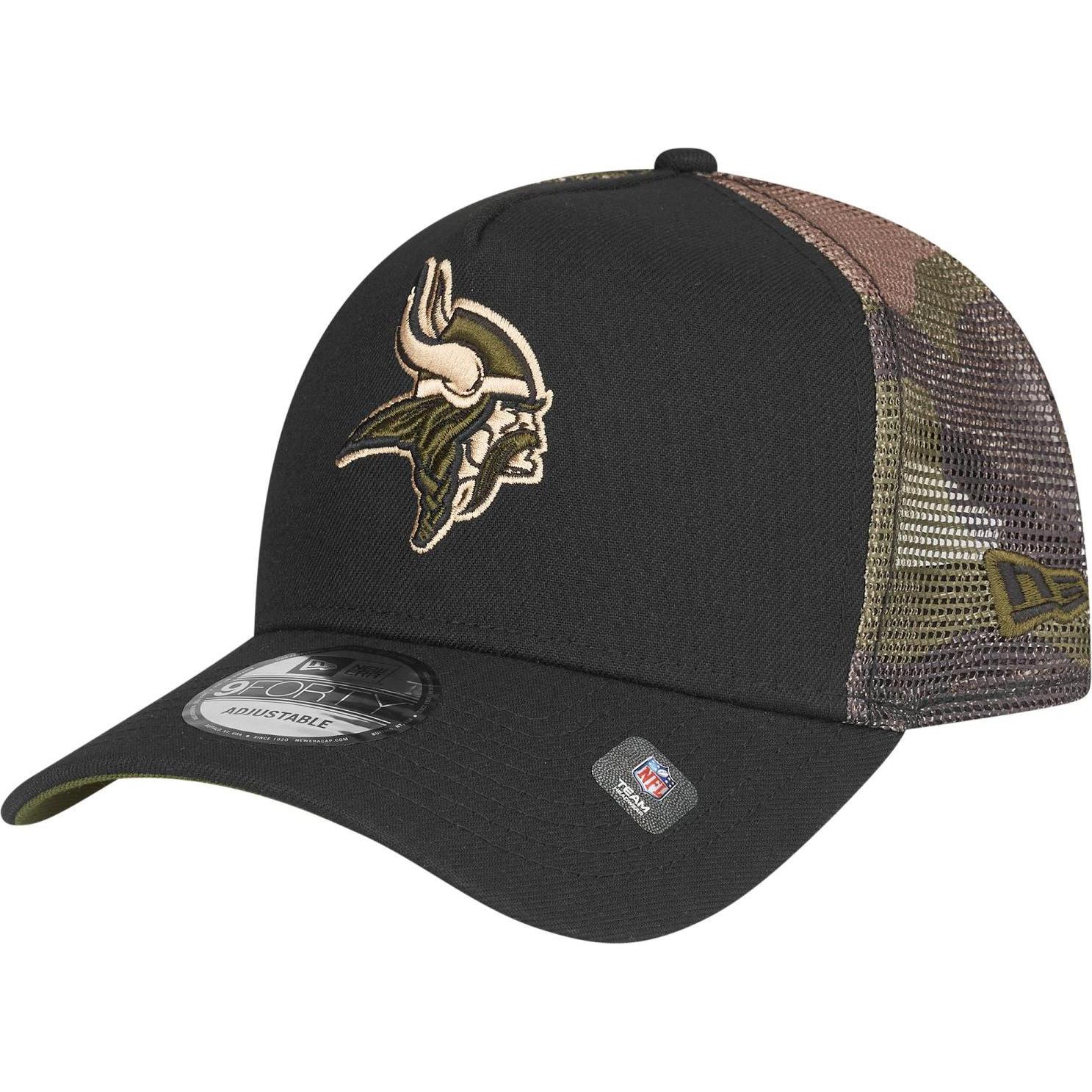 New Era, Herren, Cap, Snapback Trucker Cap - Minnesota Vikings wood camo, Schwarz, (One Size)