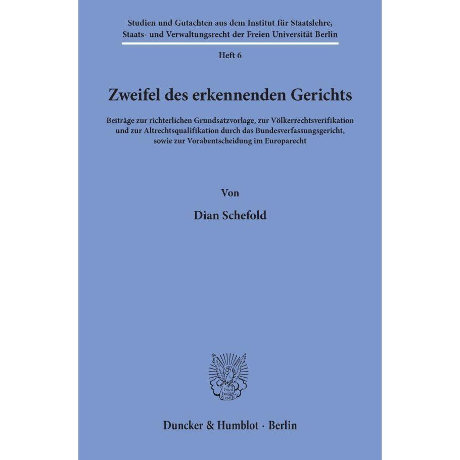 Zweifel des erkennenden Gerichts., Fachbücher von Dian Schefold