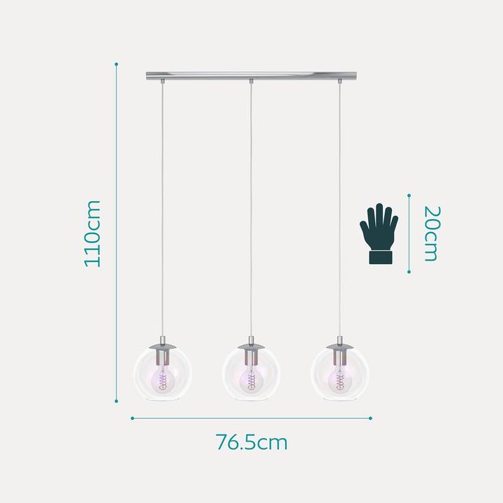 Actual product image EGLO Iridescent Three-Light Pendant Lamp with Rainbow Glass Balls (E27)
