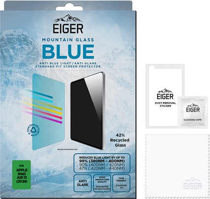 Immagine prodotto Eiger Anti-reflektierendes Glas mit Blaulicht-Filter Full Screen Fit Mountain Blue Tablet Screen P (1 Pezzo/i, iPad Air 13 2024 (M2))