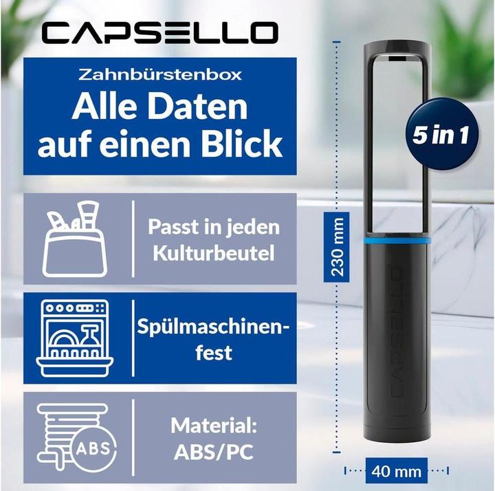 Immagine prodotto Capsello Zahnputzbecher Schwarz/Transparent
