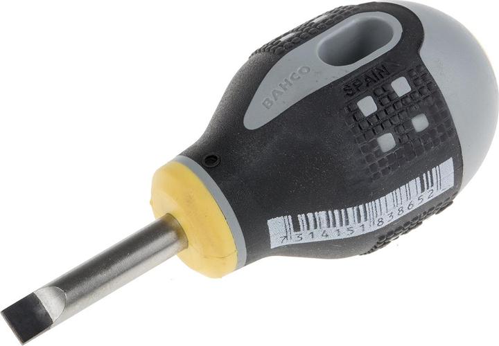 Produktbild Bahco ERGO Schraubendreher für Schlitzschrauben, gerade, mit kurzem Gummigriff, 1,2 mm x 6,5 mm x 25 mm (Schlitzschrauben)