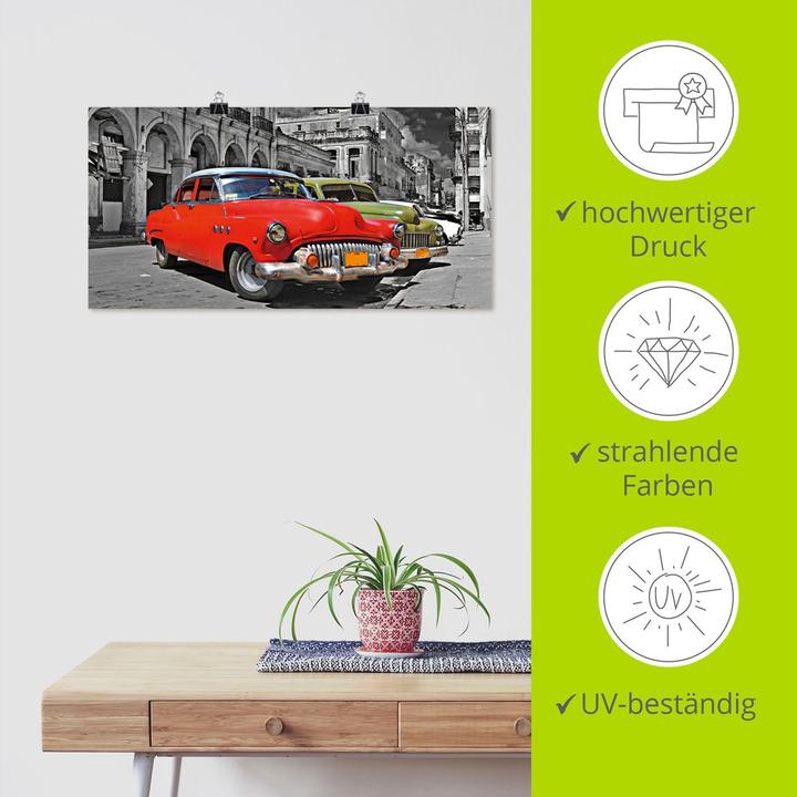 Image du produit Artland Photo sur toile Vue des voitures colorées de La Havane S9EX (100 x 50 cm)