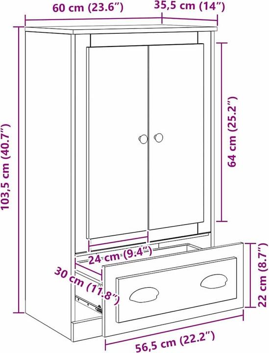 Image du produit vidaXL Modernes Highboard (35.50 x 60 x 103.50 cm)