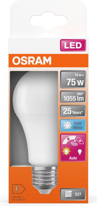 Produktbild Osram LED DAYLIGHT SENSOR CLASSIC A 10W 840 Frosted E27 (E27, 10 W, 1055 lm, 4 x, A)