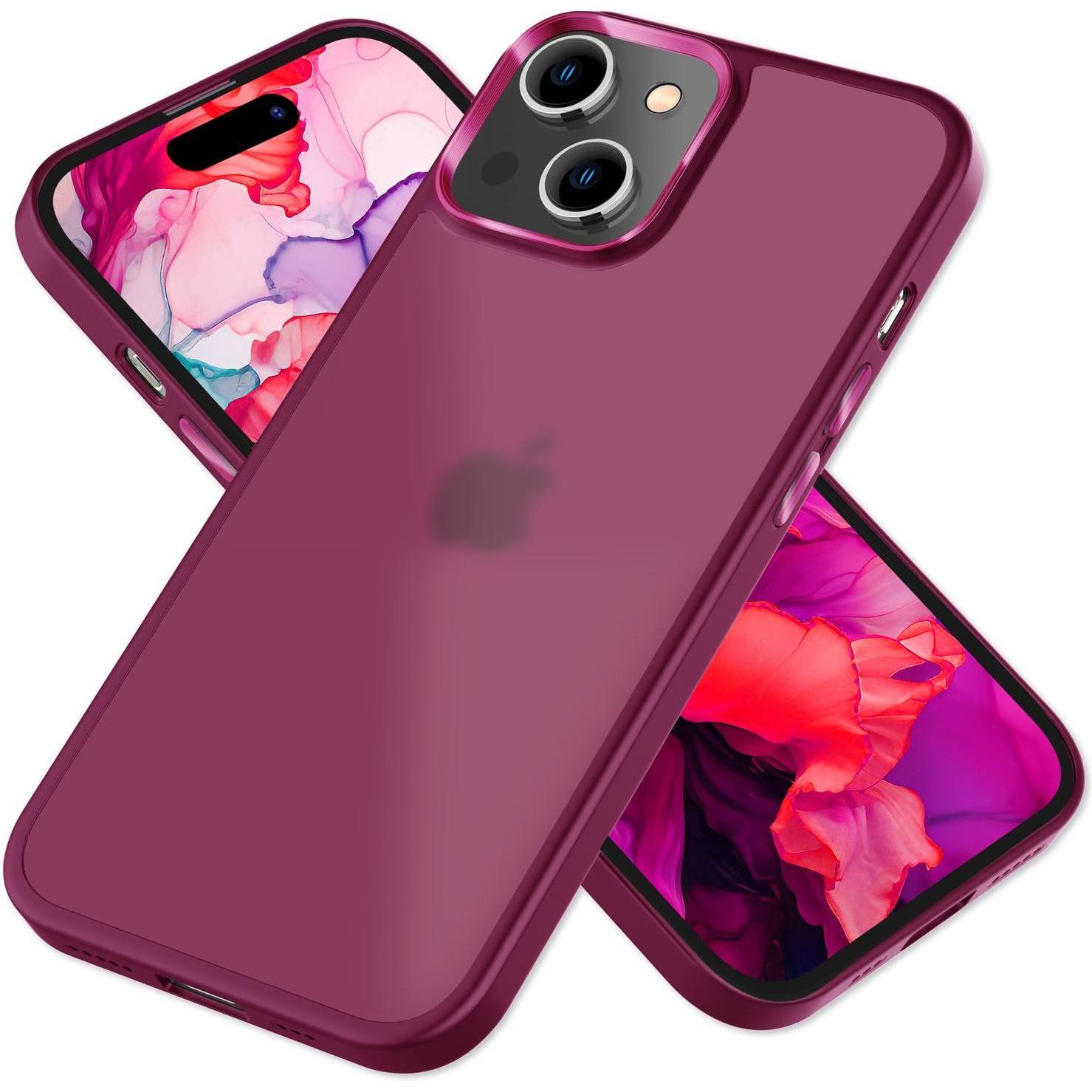 Nalia Hybrid Hülle Matt Transparent Frosted (Apple iPhone 15), Smartphone Hülle, Rot