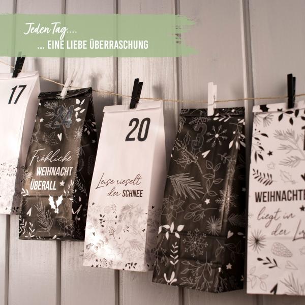 Immagine prodotto Papierdrachen Calendario dell'Avvento con buste stampate - Notte Santa in bianco e nero 2