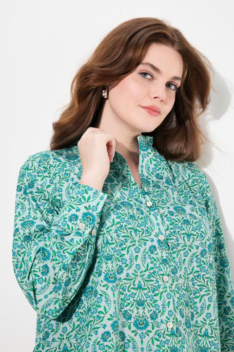 Immagine prodotto Ulla Popken Blusa con stampa country, scollo montante e maniche lunghe (42, 44)
