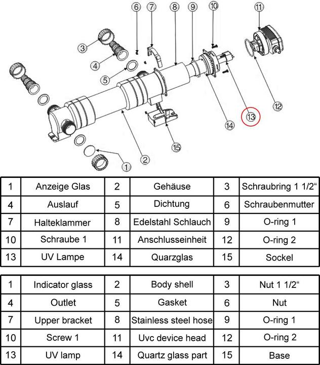 Produktbild SunSun CUV-655 UVC Teichklärer Ersatzteil Leuchtmittel Wasserklärer Teich