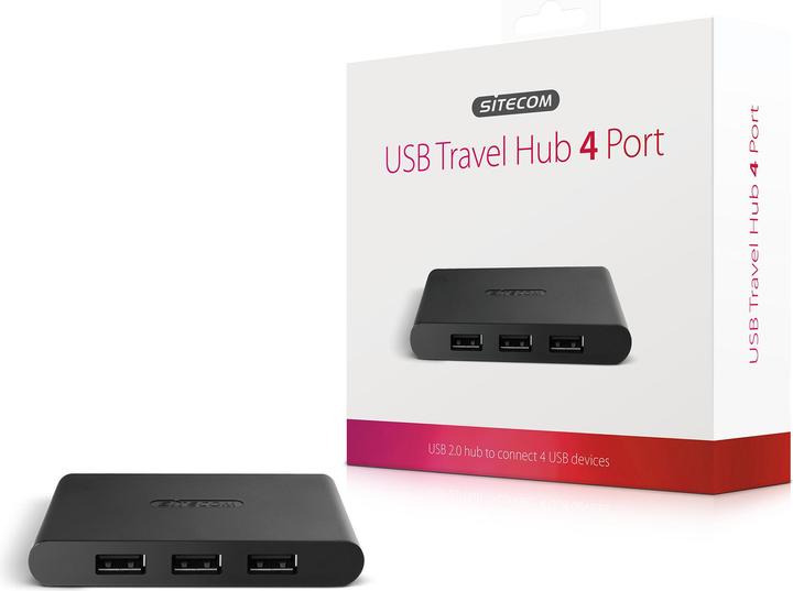Actual product image Sitecom CN 080 USB 2.0 Travel Hub (USB-A, 4 ports)
