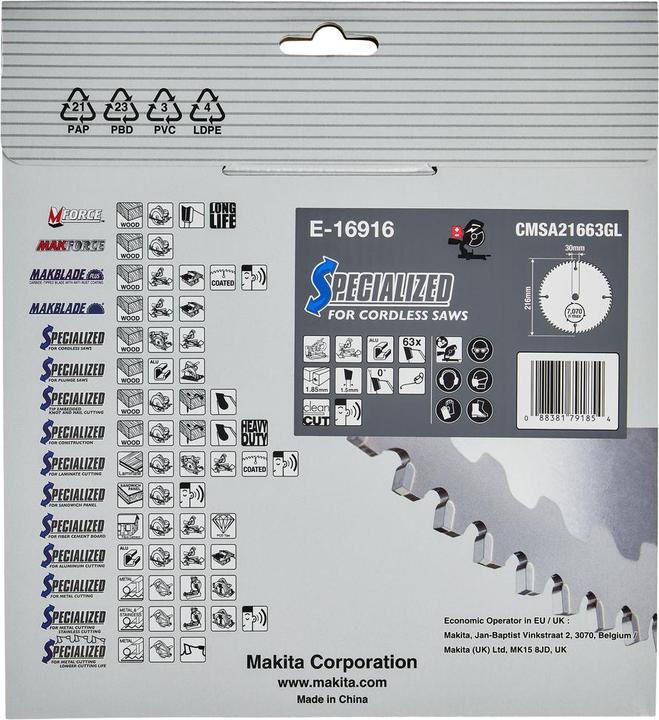 Productafbeelding Makita EFFICUT zaagblad 216x30x63