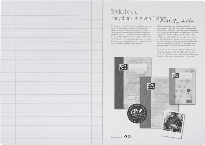 Produktbild Oxford Recycling Schulheft, A4, Lineatur 27 (A4, Speziallineatur, Kein Einband)