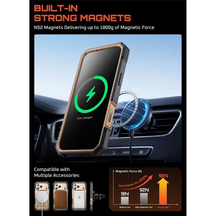 Produktbild Supcase UB Grip Pro Mag MagSafe Case für iPhone 17 Pro - Gold (Apple iPhone 17 Pro)