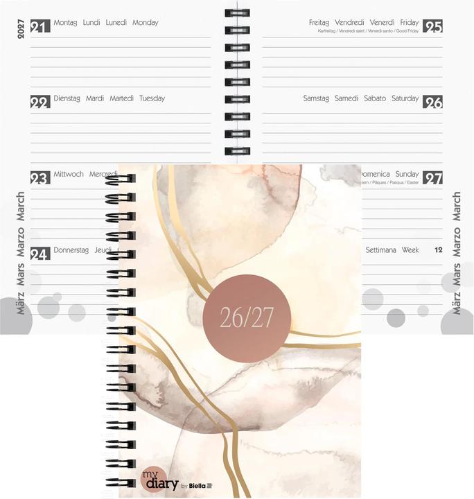 Biella Agenda scolaire mydiary Wire-O (12 x 16,5 cm, 1 semaine / 2 pages)