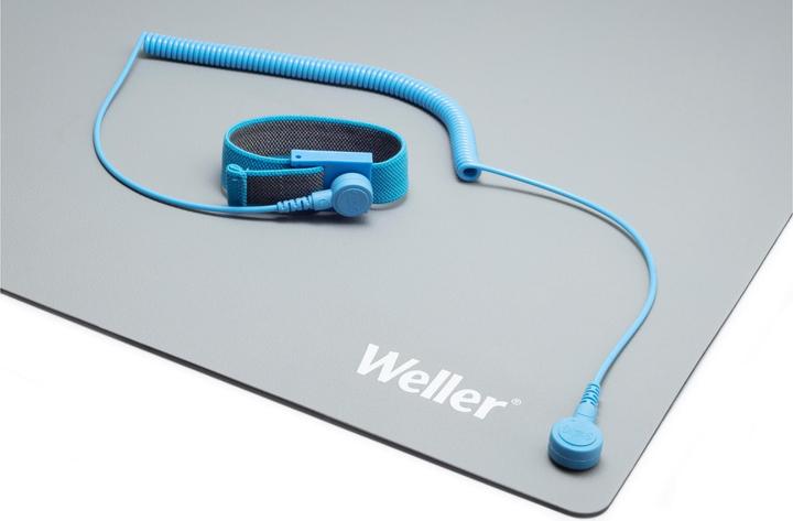 Actual product image Weller Erem Antistatic ESD premium tabletop soldering mat set with wrist strap and spiral cable