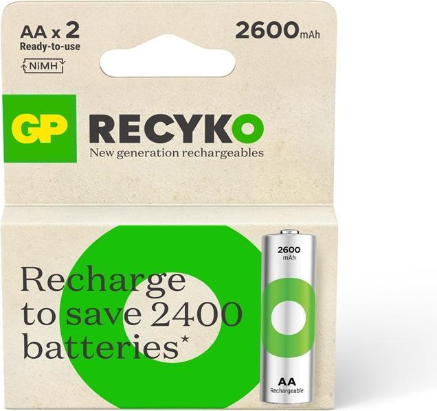 Productafbeelding GP Batteries GP Nabíjecí bat. ReCyko 2600 AA (HR6) - 2ks (2 Pcs., AA, 2600 mAh)