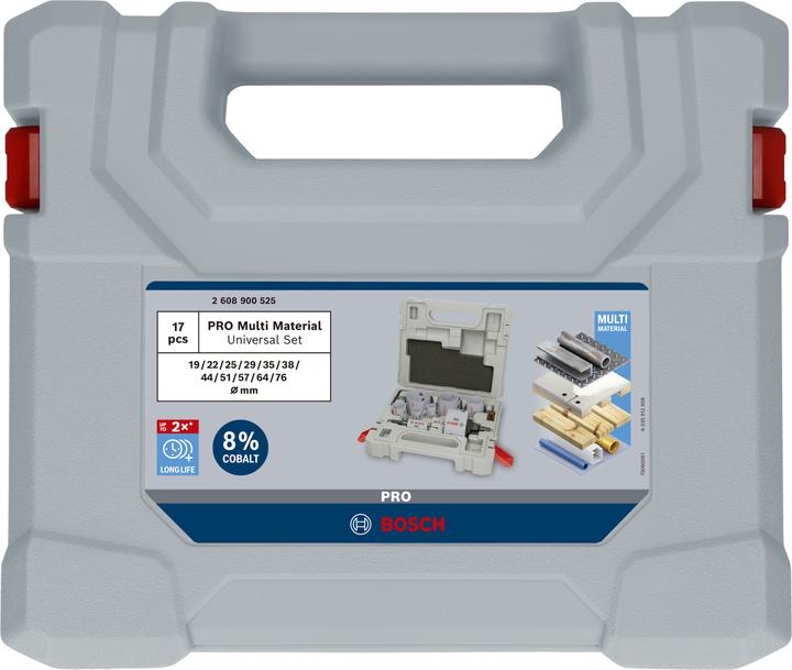 Produktbild Bosch Professional Zubehör PRO Multi Material Lochsägen-Set, 17-tlg. (19, 22, 25, 29, 38, 44, 51, 57, 64, 76, 35 Millimeter)