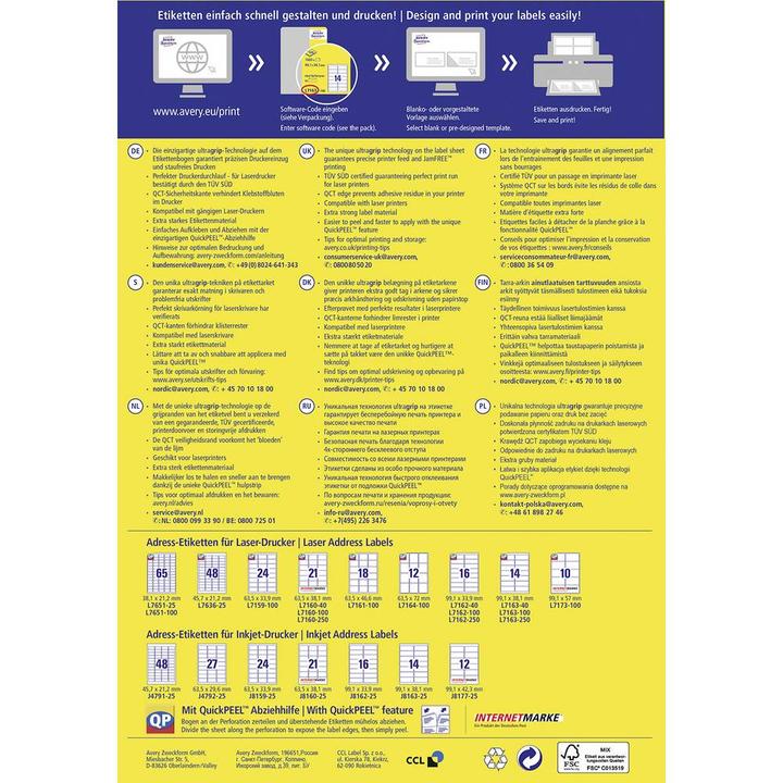 Actual product image Avery Address labels ultragrip