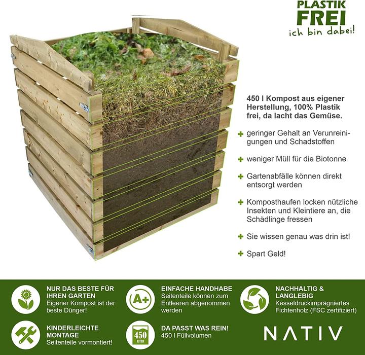 Produktbild Nativ Garten Komposter aus Holz (450 Liter) (450 l)
