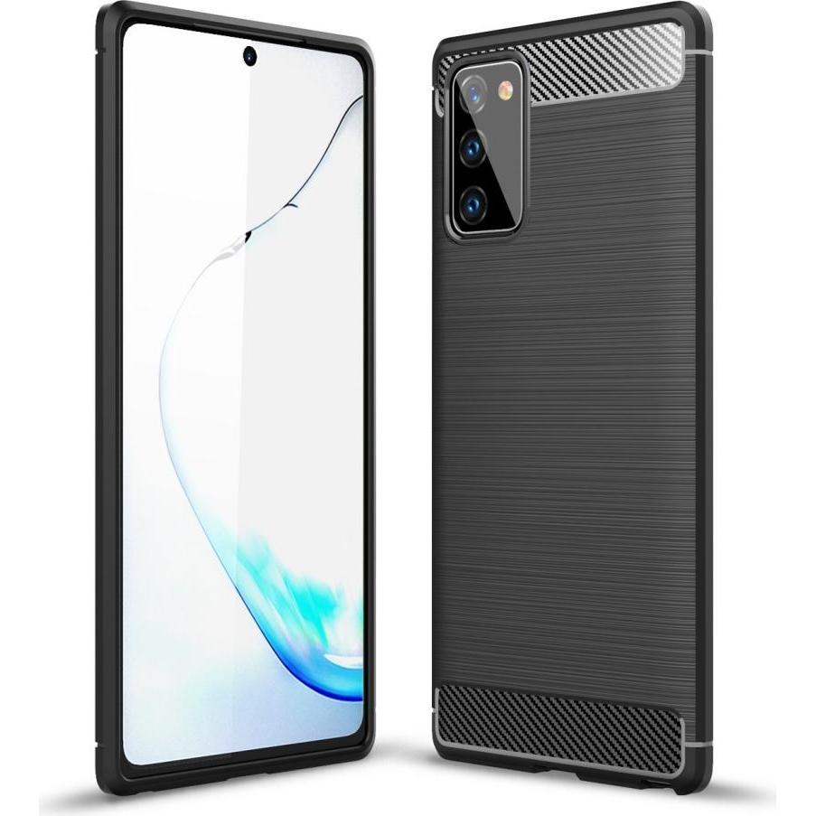 Screenguard Samsung Galaxy Note20 Hülle Carbon Brushed Soft TPU (Samsung Galaxy Note 20), Smartphone Hülle, Schwarz