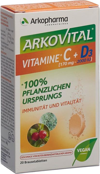 Actual product image Arkopharma Vitamin C + D3 (20 Piece, Effervescent tablet, 114 g)