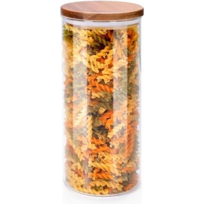 alpina Vaso di stoccaggio con coperchio in acacia, Contenitori per alimenti, Marrone