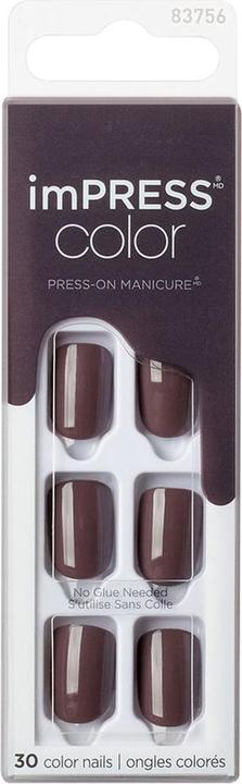 KISS Self-adhesive nails imPRESS Colour Try Gray 30 pcs (Artificial nails, Try Gray)