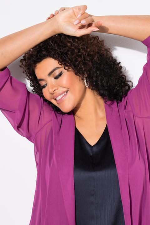 Produktbild Ulla Popken Chiffonjacke, Oversized, Schalkragen, 3/4-Arm (50, 52)