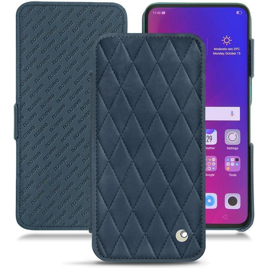 Noreve Lederschutzhülle horizontal (Oppo Find X), Smartphone Hülle, Blau
