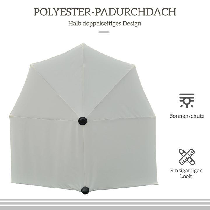 Image du produit Outsunny Halbschirm Stahl, Polyesterstoff Cremeweiss (2 m)