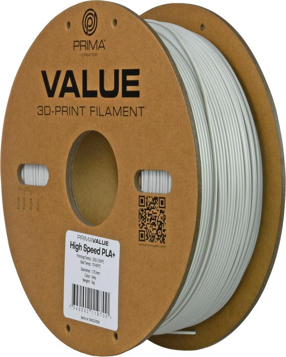 Image du produit Prima Creator PrimaValue PLA+ High Speed -filamentti 3D -tulostimeen,, harmaa (PLA, 1.75 mm, 1000 g, Gris)