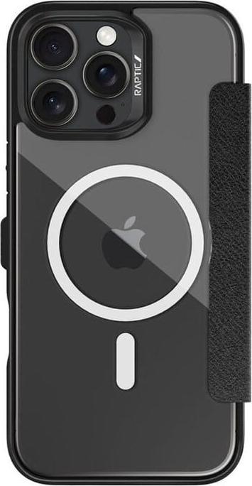 Produktbild Raptic iPhone 16 Pro Max - Urban Folio schwarz - Outdoor Flip Etui mit Magsafe funktion (Apple iPhone 16 Pro Max)