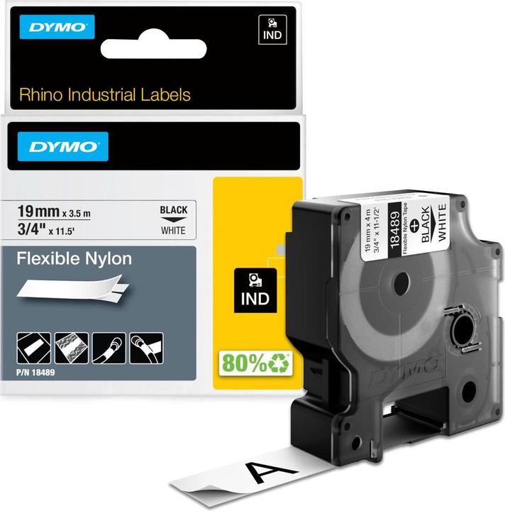 Produktbild Dymo Rhino Nylonband 18759, weiss (1.90 cm, Weiss)
