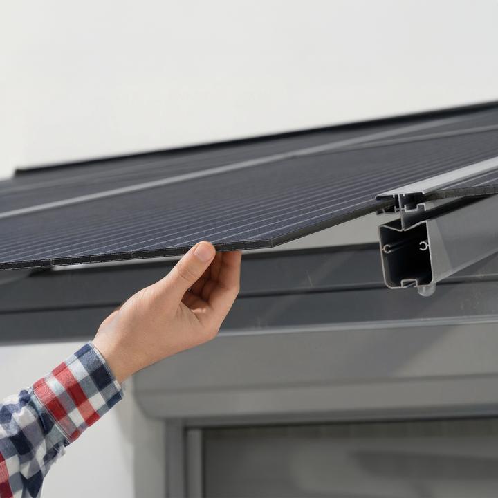 Actual product image Palram CANOPIA | Sierra Cabrio 10X34 / 3X10.4 Patio Cover Dark Grey Structure | Opaque Grey Panels