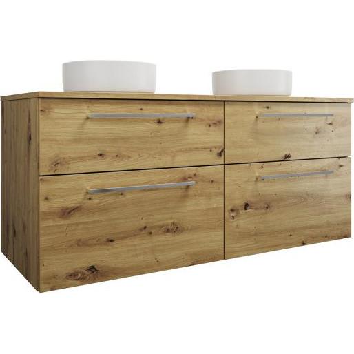 burgbad, Badmöbelset, Eqio Keramik-Aufsatzwaschtische links und rechts, rund, inklusive Waschtischunterschrank, Br