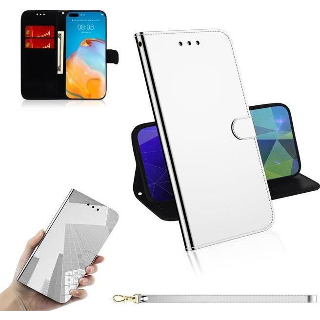 Thumbnail - MU Style Mirror Surface Bookcover Series (Huawei P40 Pro+), Smartphone Hülle, Silber