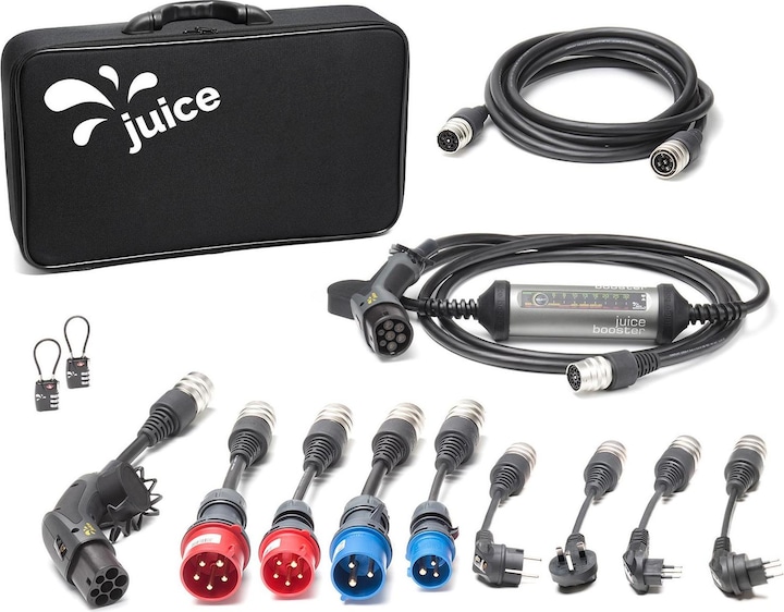 Juice Technology Juice Booster 2 Premium Traveller Set (Type 2, 22 kW, 32 A, Type 2, CEE16 rouge, CEE16 bleu, BS 1363, CEI 23, CEE 7/7, Type 13, CEE32 rouge, CEE32 bleu)