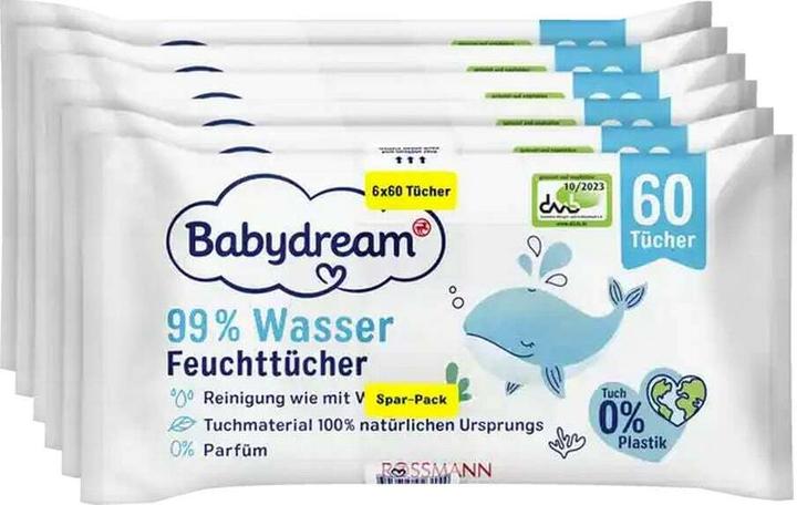 Image du produit Babydream 99% d'eau (6 x 60 pcs)