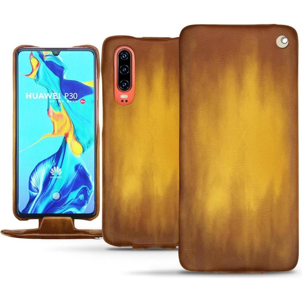 Noreve Lederschutzhülle vertikal (Huawei P30), Smartphone Hülle, Gold