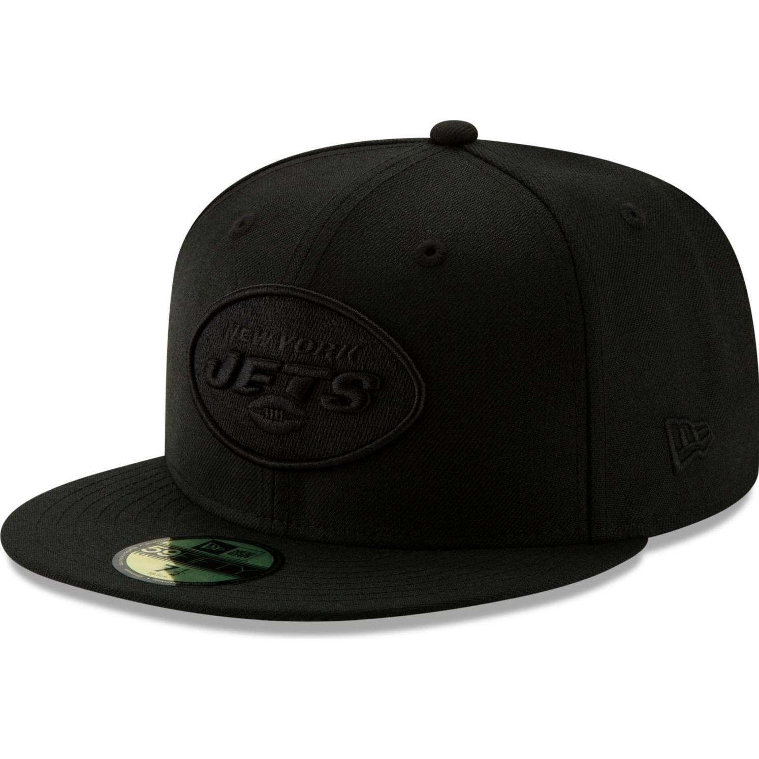New Era, Herren, Cap, 59Fifty Fitted Cap - ALL BLACK New York Jets - 7 5/8, Schwarz, (7 5/8)