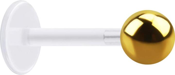 Image du produit Star Piercing Micro Labret transparent avec boule dorée (Acier chirurgical 316L, sans laiton, Bioflex)